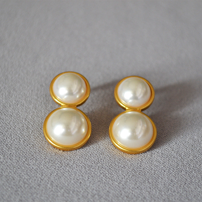 Brass Pearl Earrings