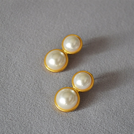 Brass Pearl Earrings