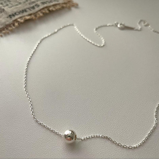 925 Sterling Silver Ball Bead Pendant Necklace