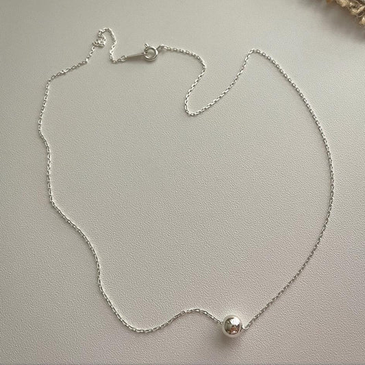 925 Sterling Silver Ball Bead Pendant Necklace