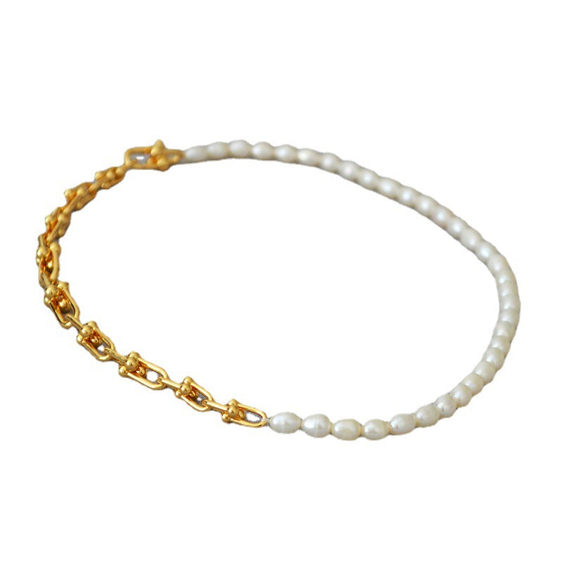 Brass Freshwater Pearl U-shaped Necklace