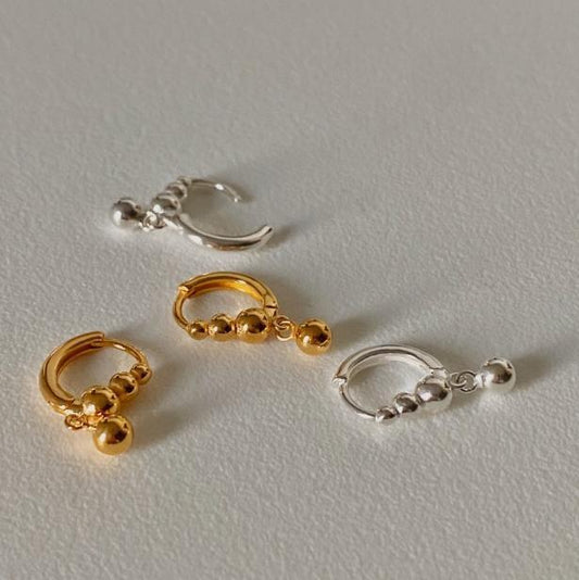 925 Sterling Silver Ball Hoop Earrings