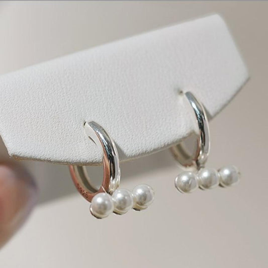 925 Sterling Silver Small Hoop Earring With Pearls