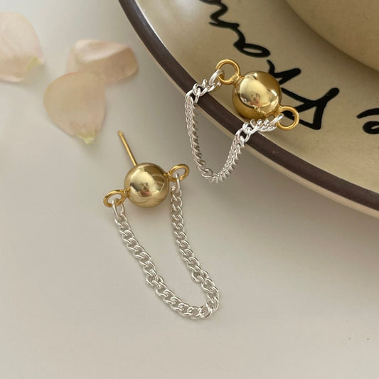 925 Sterling Silver Ball Chain Earring Studs