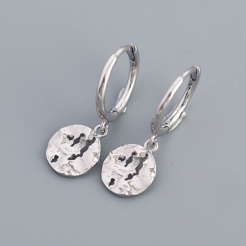 925 Sterling Silver Earrings With Round Plate Pendent