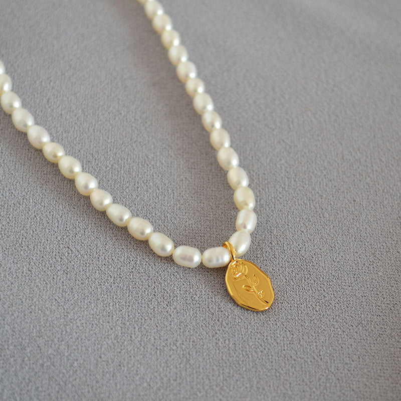 Brass Freshwater Pearl Necklace