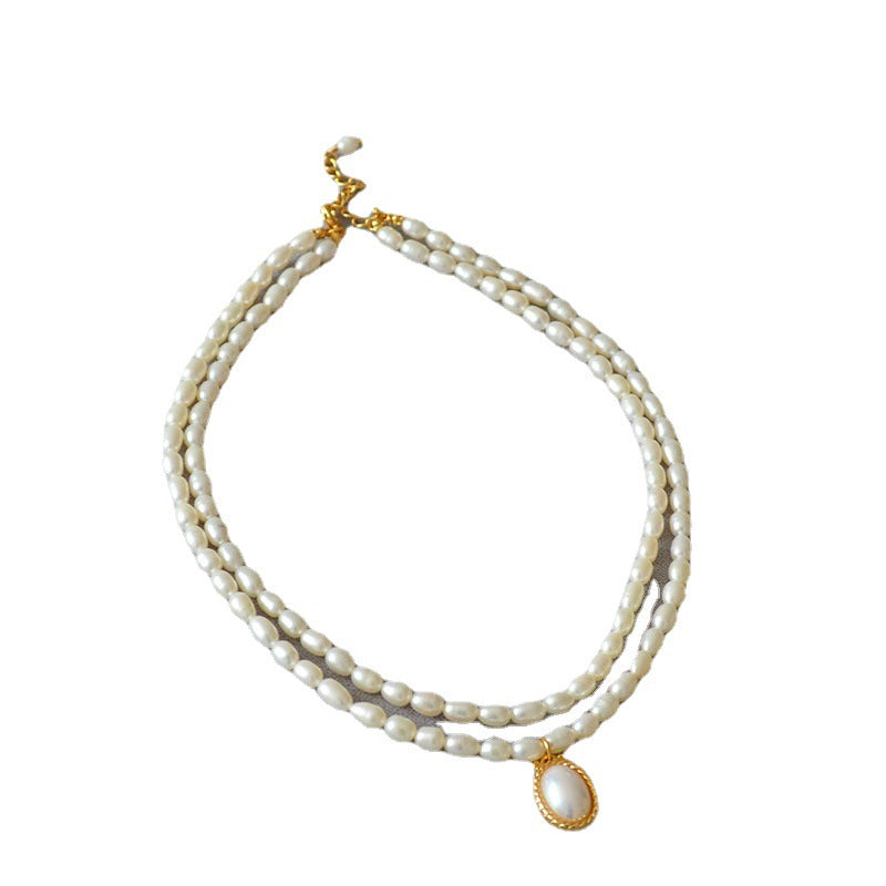 Brass Freshwater Pearl Layered Necklace