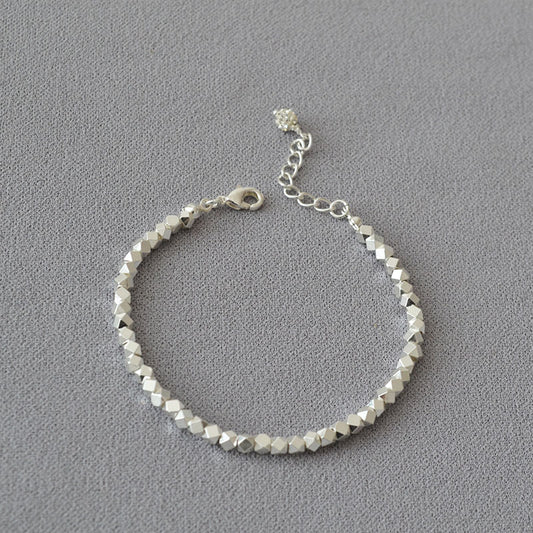 Brass Diamond-Cut Beaded Bracelet Bangle
