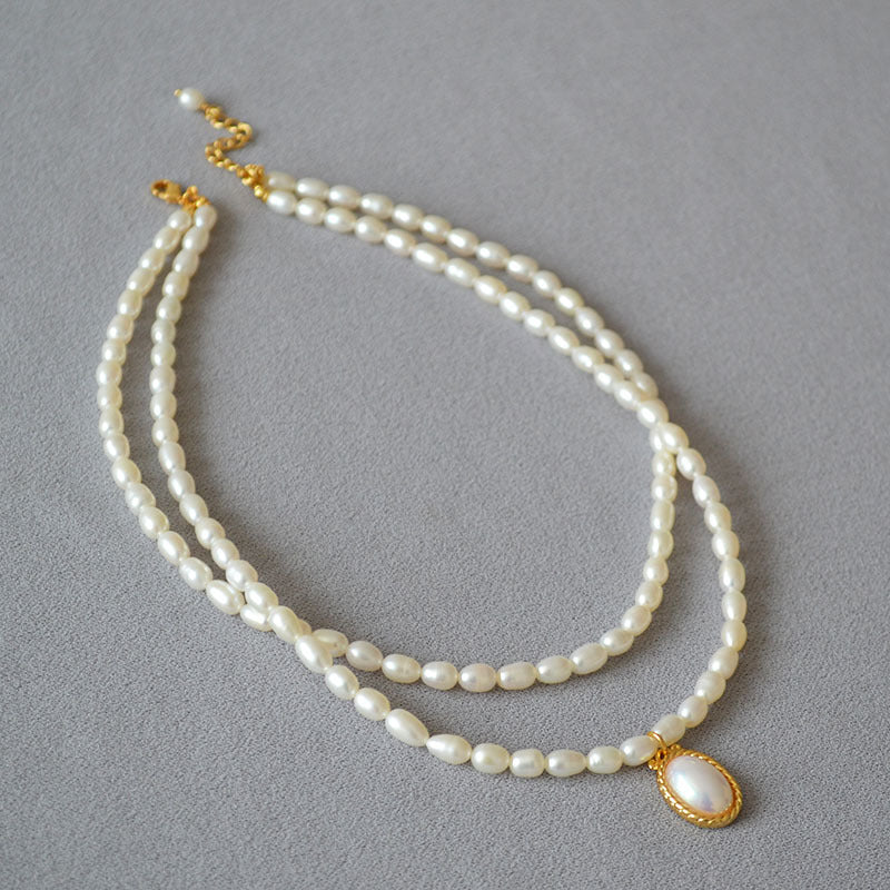 Brass Freshwater Pearl Layered Necklace