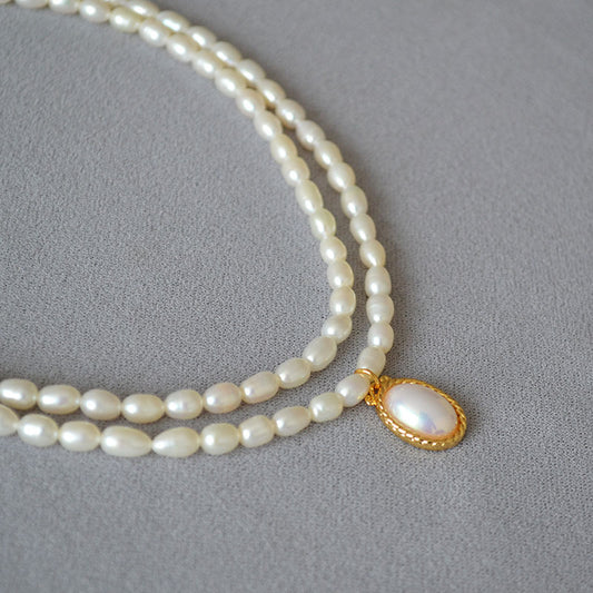 Brass Freshwater Pearl Layered Necklace