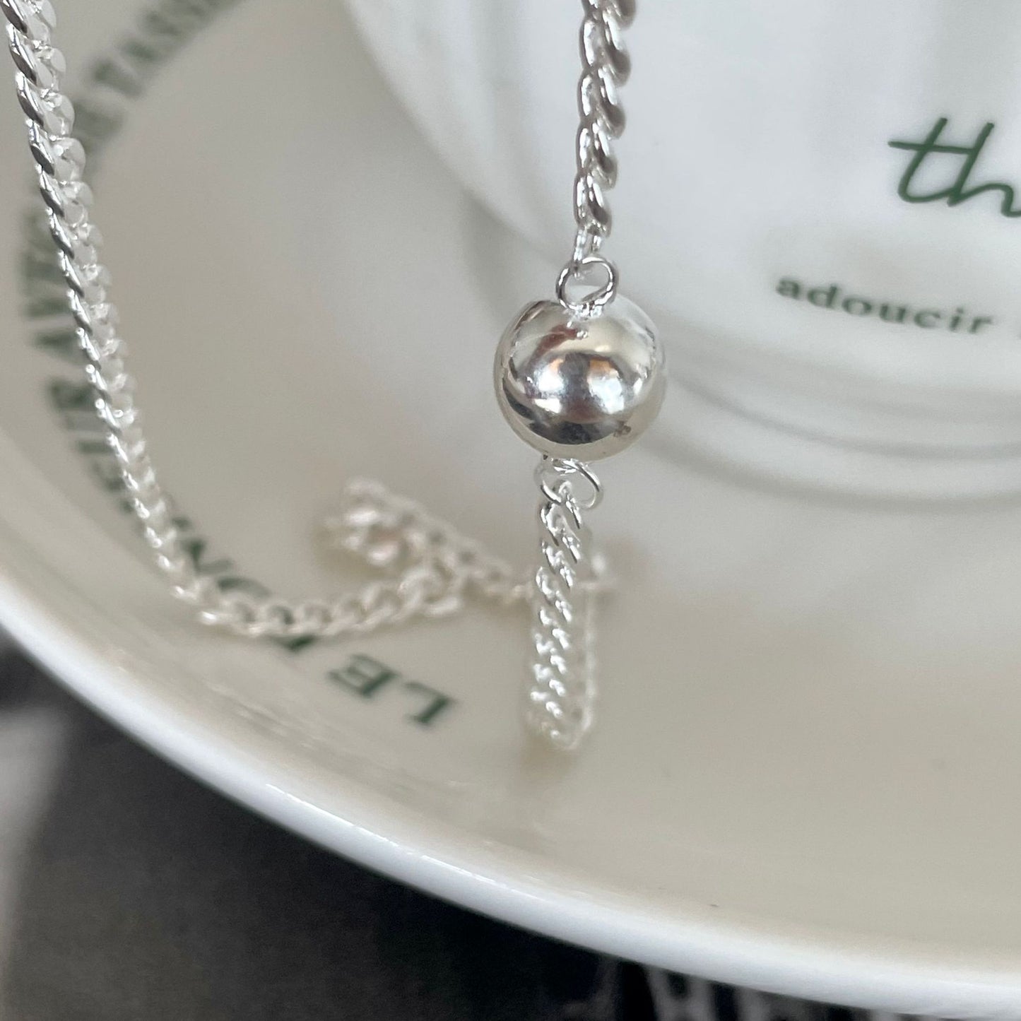 925 Sterling Silver Ball Bead Chic Necklace