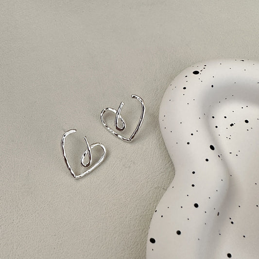 925 Sterling Silver Heart Earring Studs