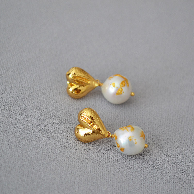 Brass Heart Earring Studs