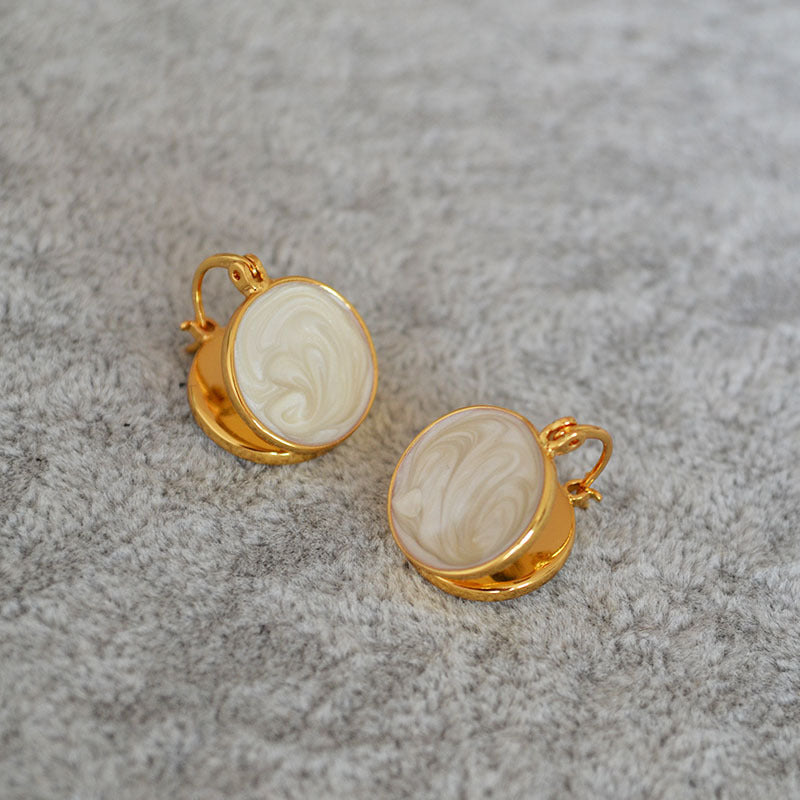 Brass Enamel Hoop Earrings