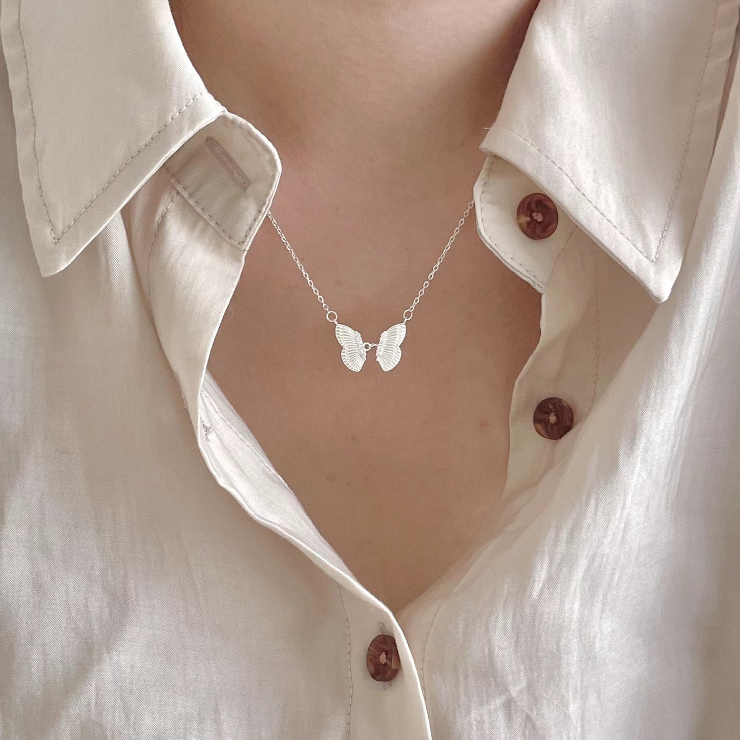 925 Sterling Silver Butterfly Pendant Necklace