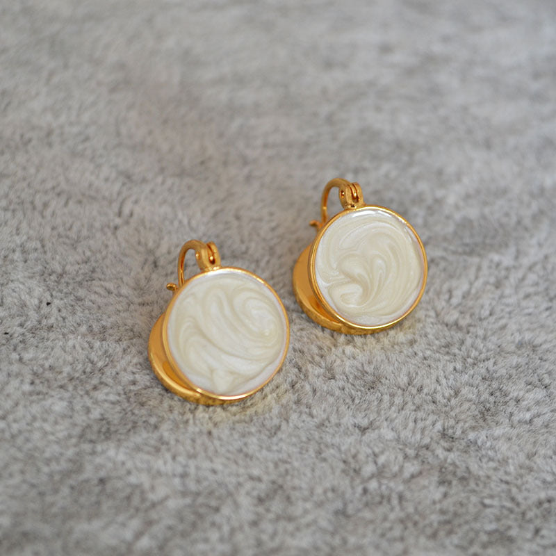 Brass Enamel Hoop Earrings