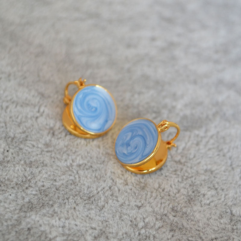 Brass Enamel Hoop Earrings