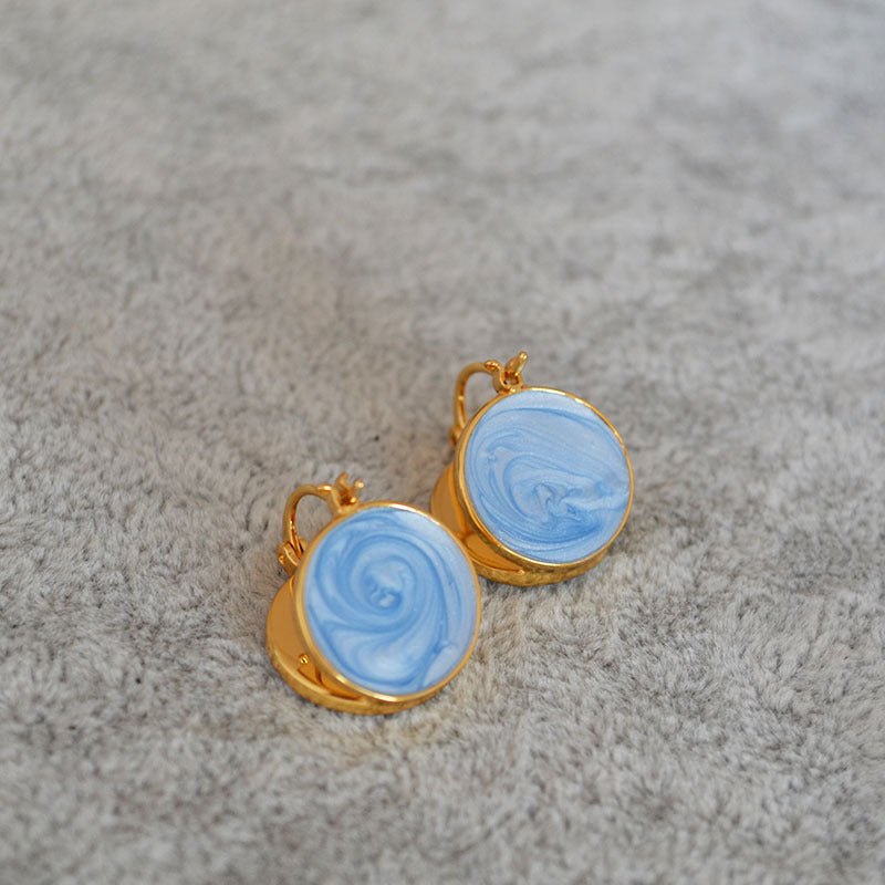 Brass Enamel Hoop Earrings