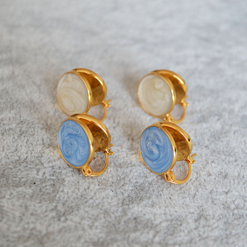 Brass Enamel Hoop Earrings