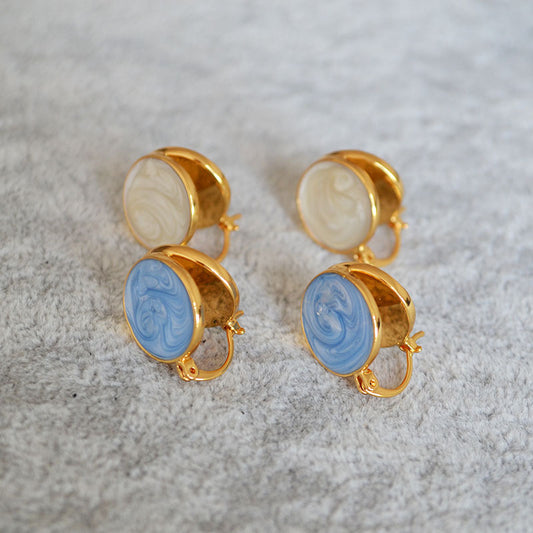 Brass Enamel Hoop Earrings