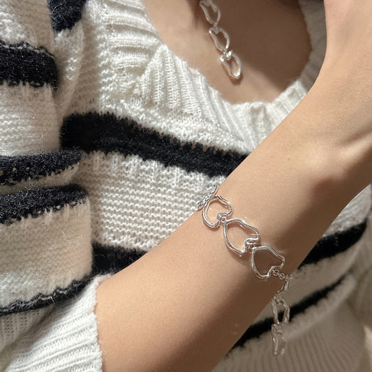 925 Sterling Silver Heart Bracelet Bangle