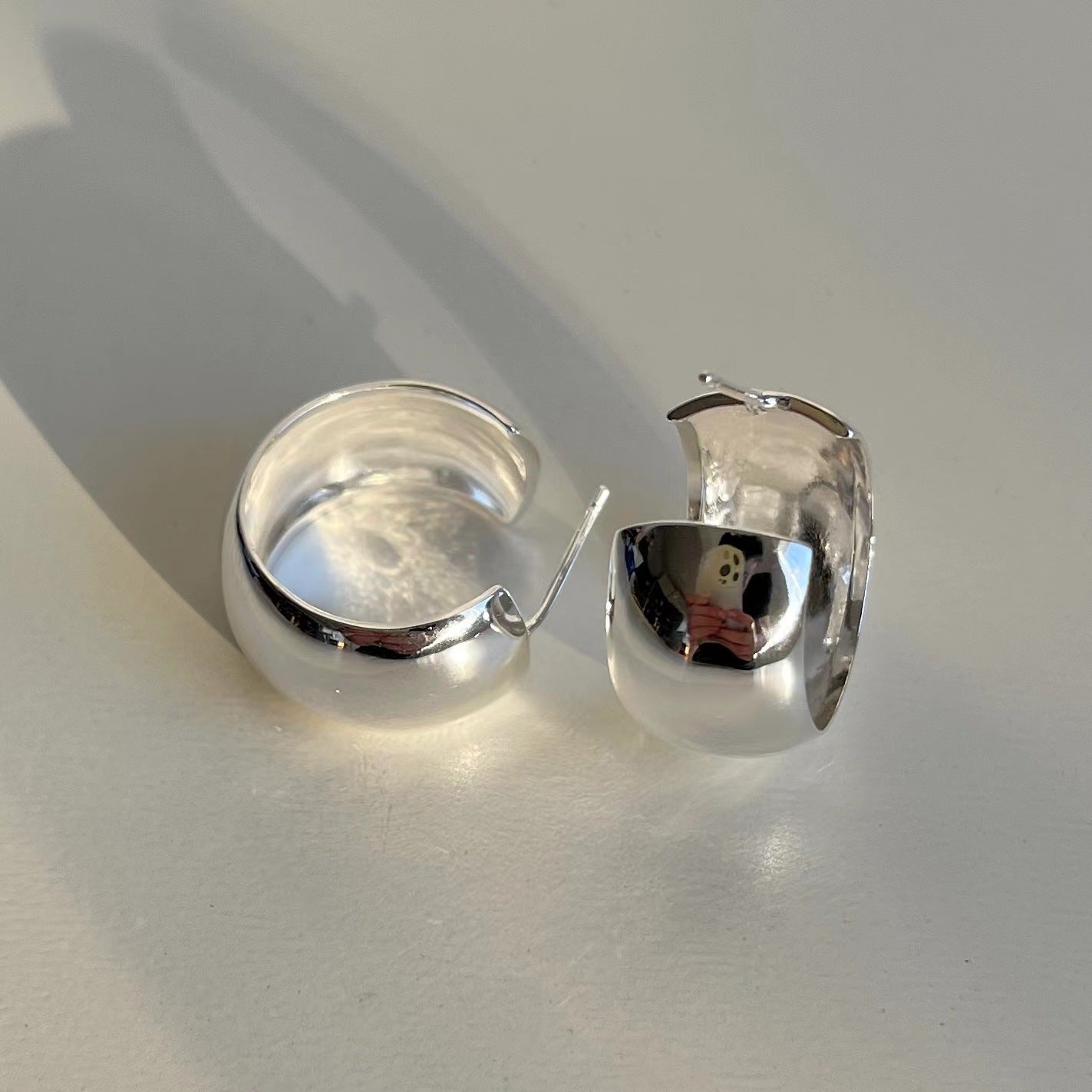 925 Sterling Silver Chunky Hoop Earrings
