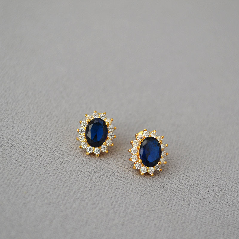 Brass CZ Earring with big stone