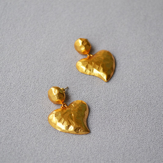 Trendy Brass Heart Shape Earrings