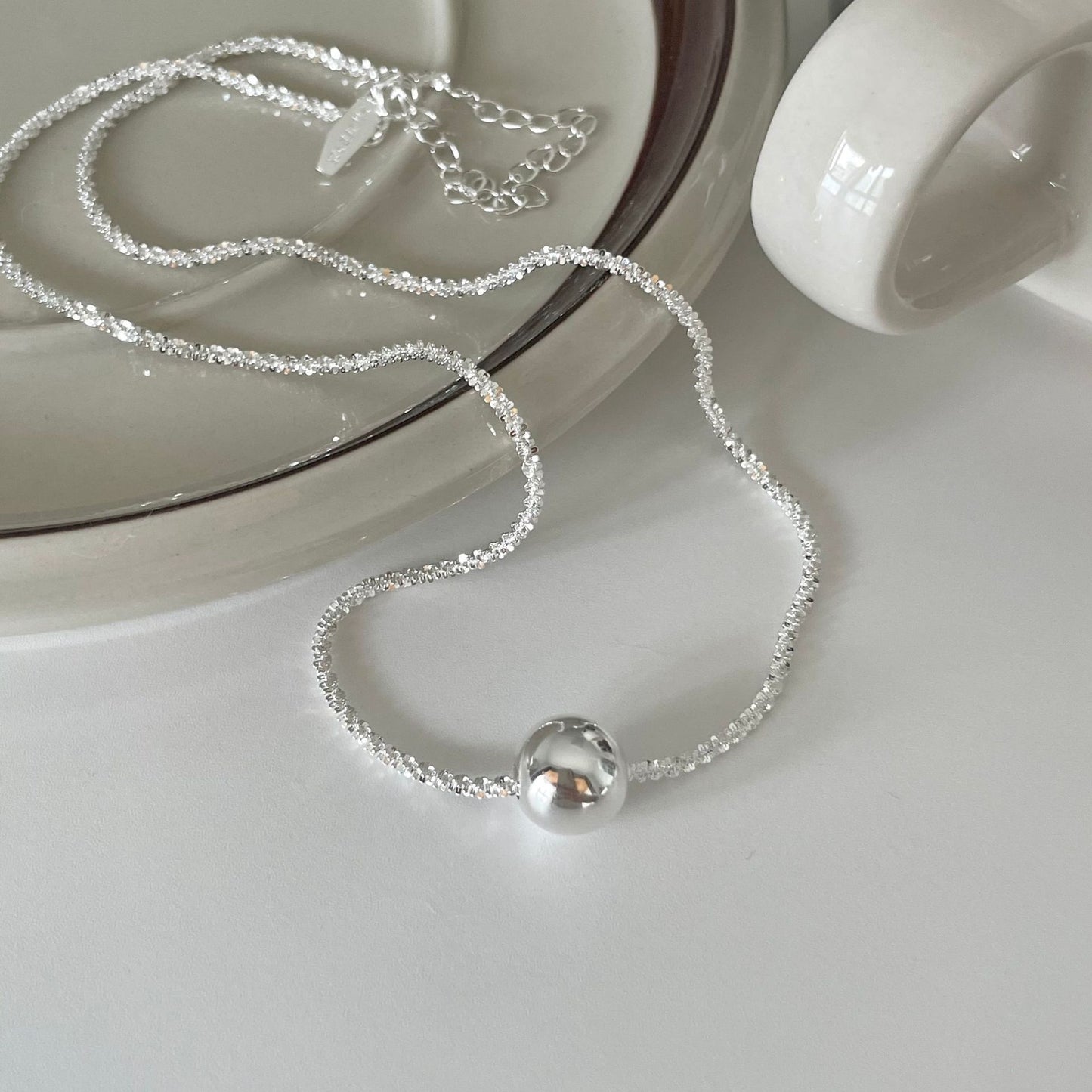 925 Sterling Silver Ball Pendant Necklace