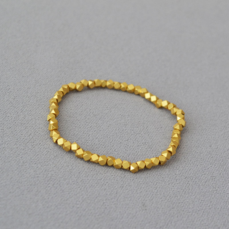 Brass Diamond-Cut Beaded Bracelet Bangle