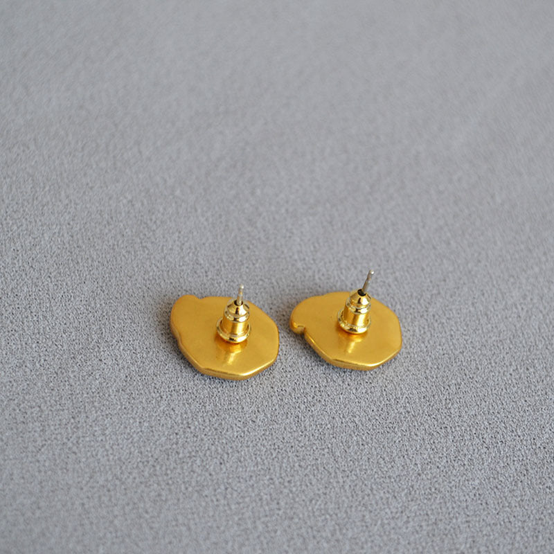 Brass Moon And Star Enamel Earrings