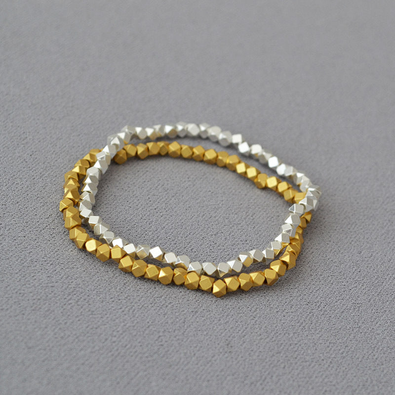 Brass Diamond-Cut Beaded Bracelet Bangle