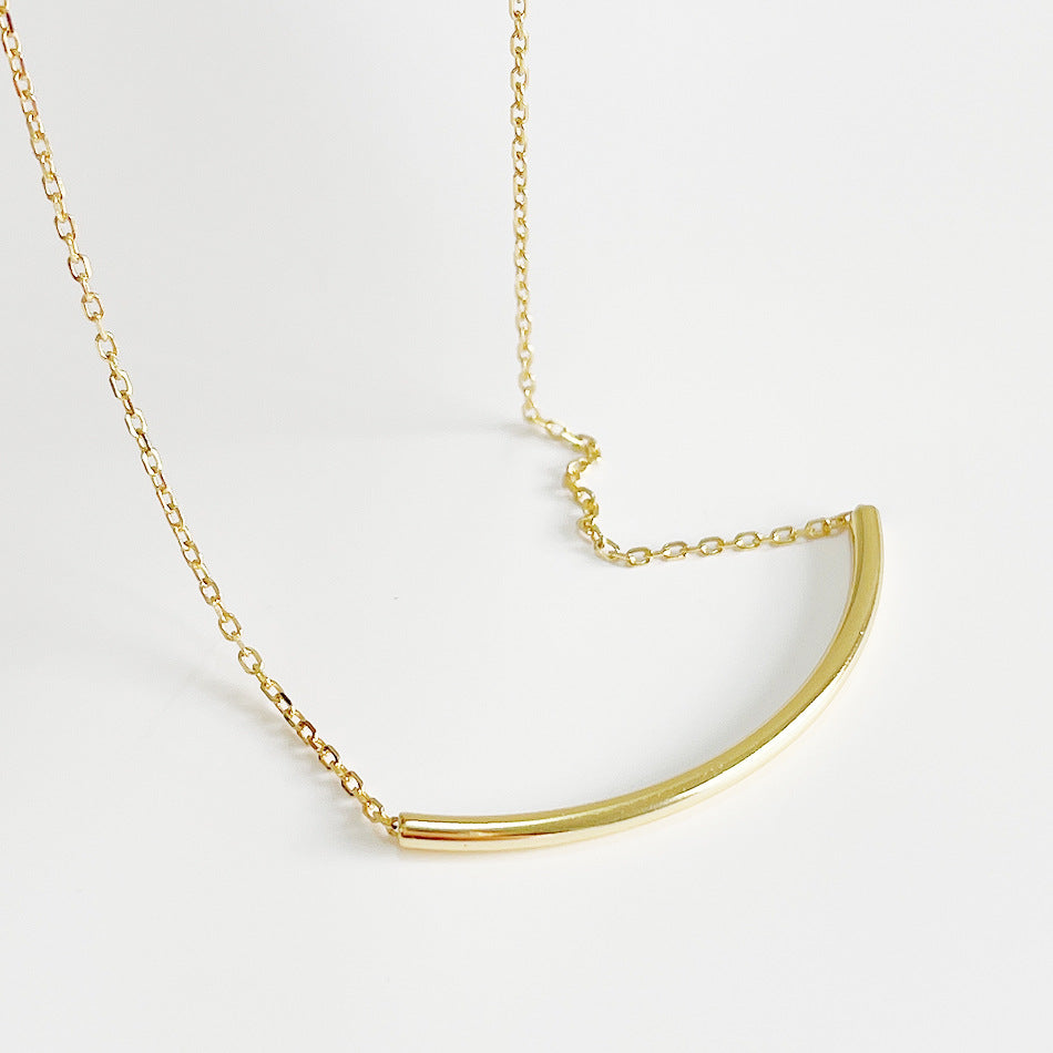 925 Sterling Silver Simple Curved Necklace