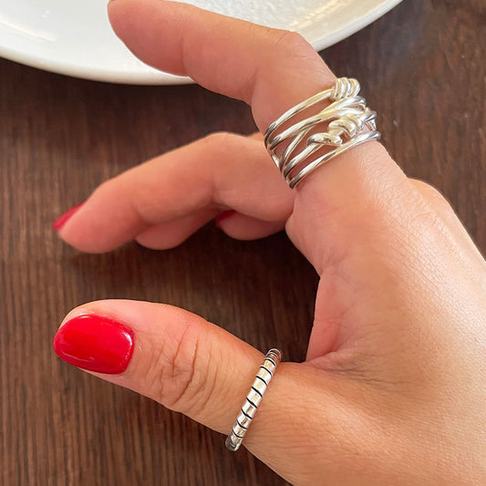 925 Sterling Silver Wide Rope Ring