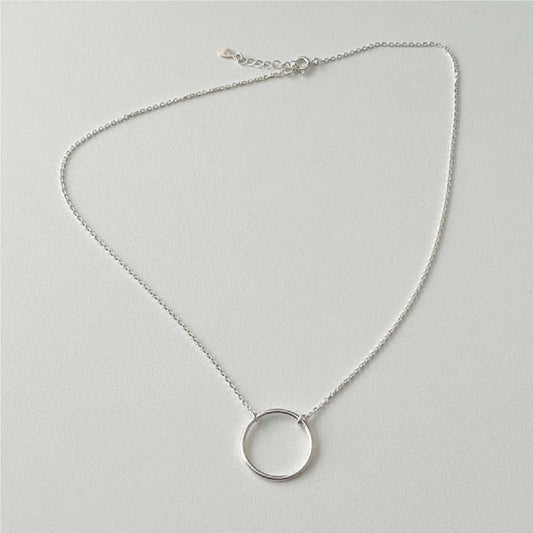 925 Sterling Silver Circle Pendant Necklace