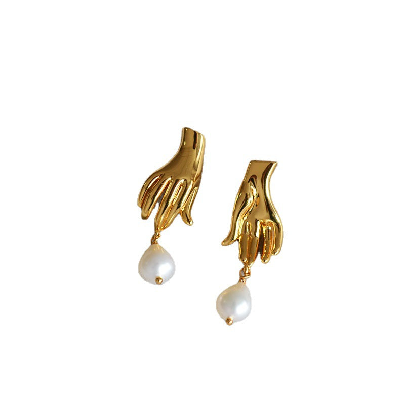 Brass Freshwater Pearl Earring Studs