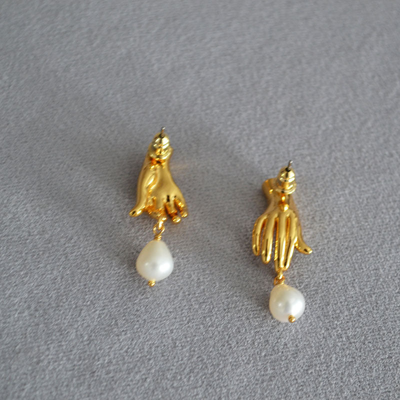 Brass Freshwater Pearl Earring Studs