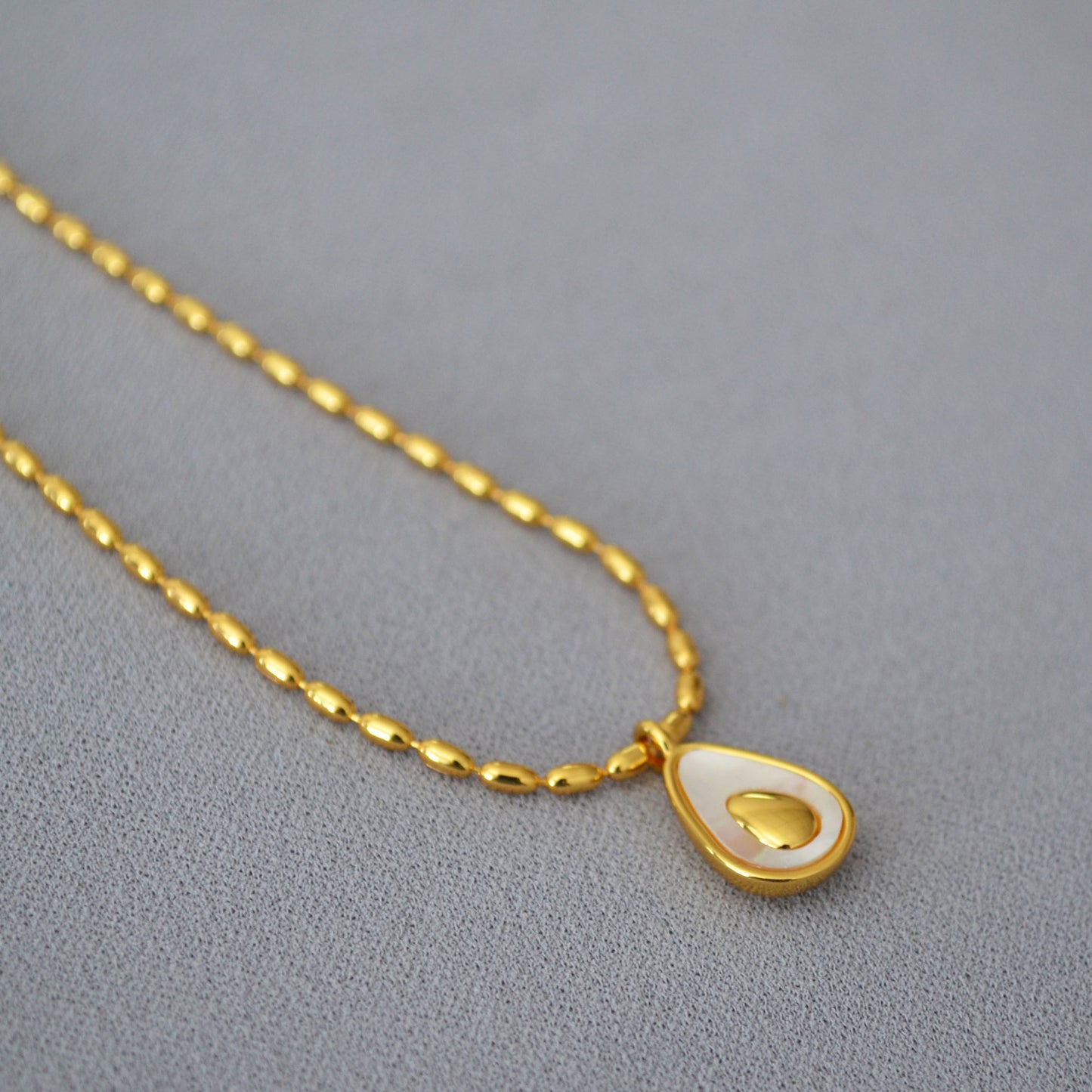 Brass Rice Bead Necklace