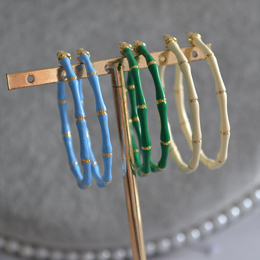 Brass Earrings Coloured Enamel Glaze