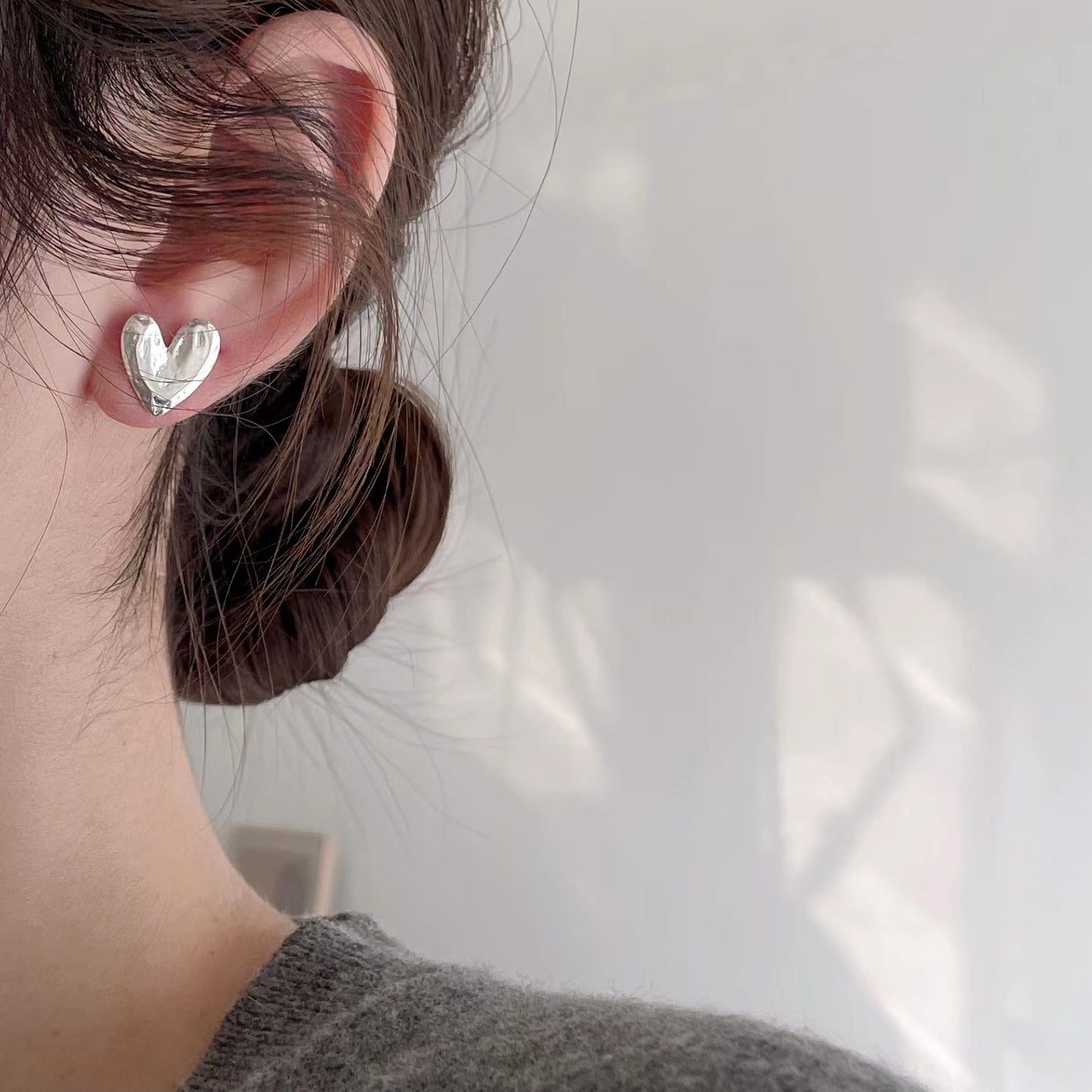 925 Sterling Silver Heart Earring Studs