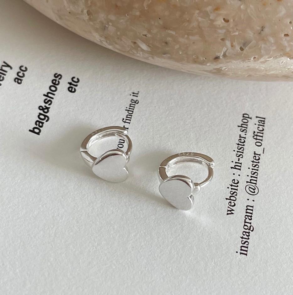 925 Sterling Silver Small Heart Hoop Earrings