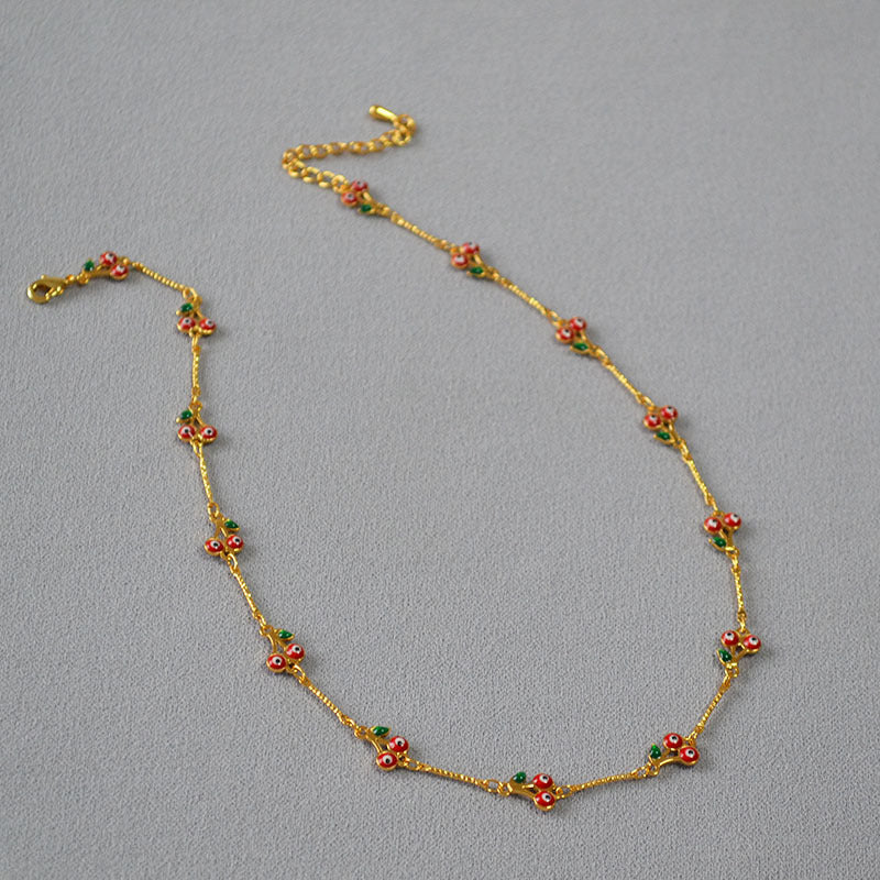 Brass Cherry Necklace