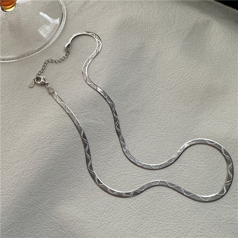 925 Sterling Silver Textured Snake Necklace