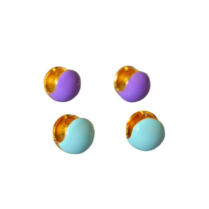 Brass Colorful Ball Shape Earring Clips