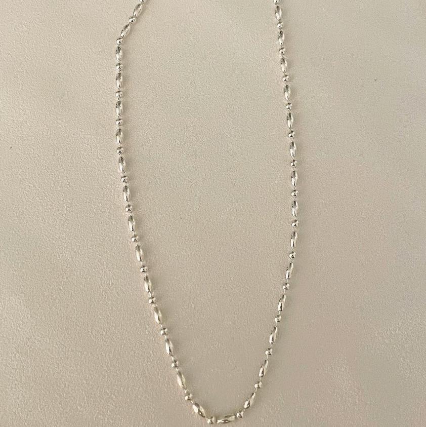 925 Sterling Silver Rice Bead Chain Necklace