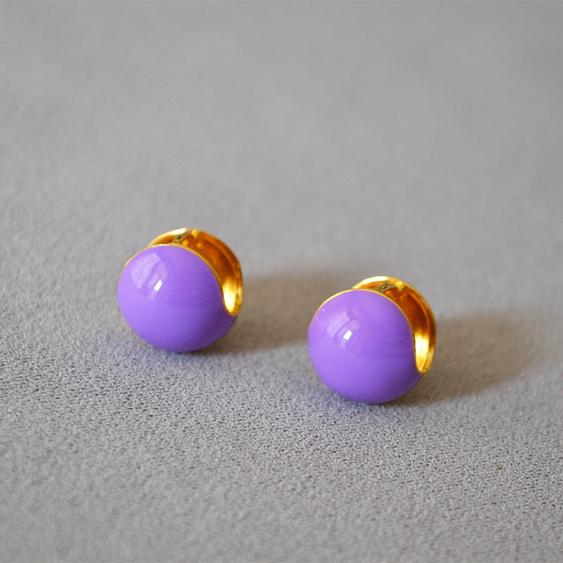 Brass Colorful Ball Shape Earring Clips