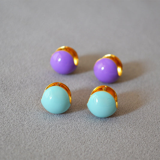 Brass Colorful Ball Shape Earring Clips