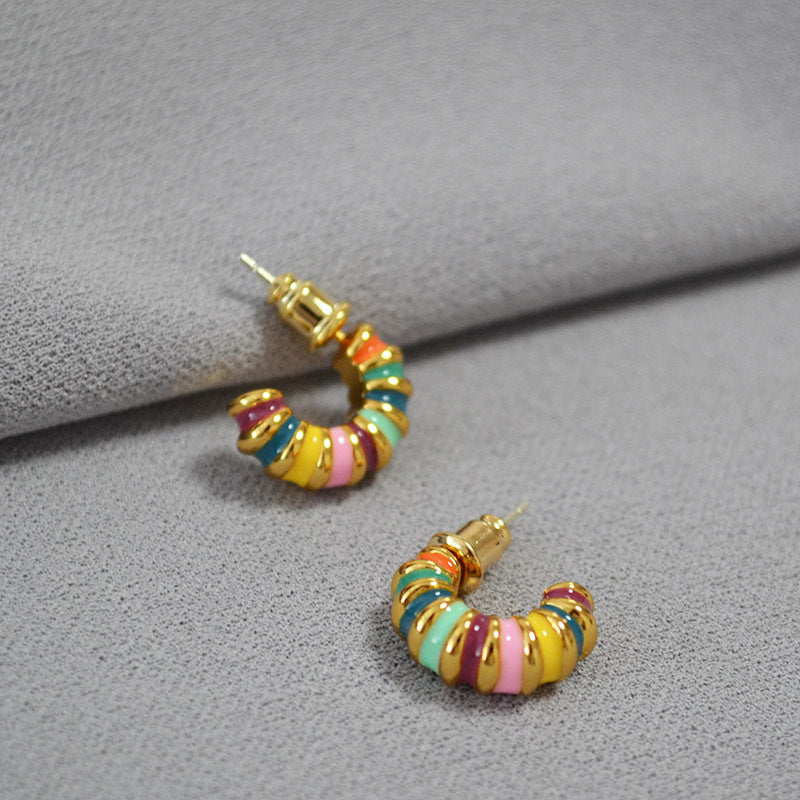 Brass Enamel Earrings