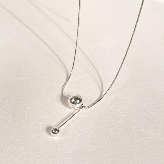 925 Sterling Silver Ball Bead Pendant Necklace