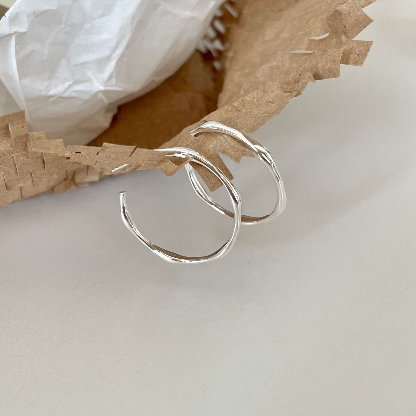 925 Sterling Silver Bamboo Hoop Earrings